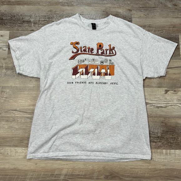 State Park Bar Graphic T-Shirt Gildan XL Gray Diner Booth Budweiser Tee - Picture 1 of 5